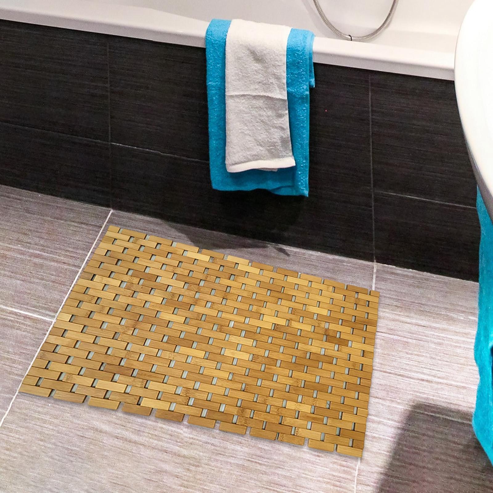 Bamboo Bath Mat - Rutschfester Badezimmerteppich aus Bambusholz, Robuste Holz-Badematte