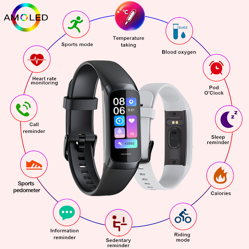 Health Wellness Bracelet - LIGE 1,1 Zoll Amoled Herzfrequenzmesser Smart