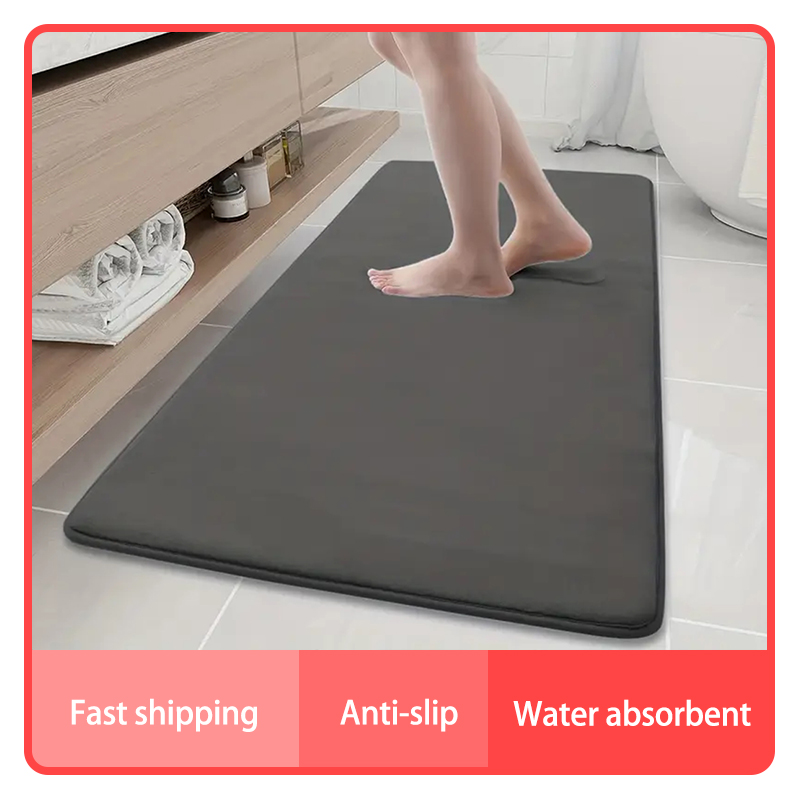 Bamboo Bath Mat - Große rutschfeste Badezimmer-Bodenmatte, rutschfeste wasserabsorbierende Badezimmerteppich,
